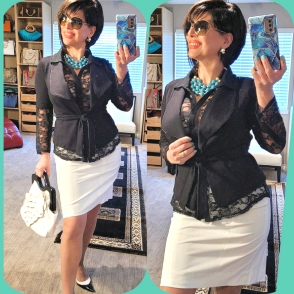 Sexy lil BCBG peplum style black blazer - Picture 5 of 16